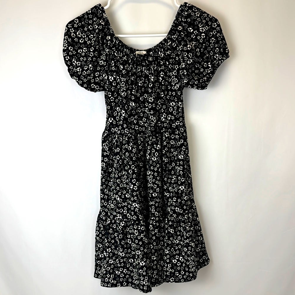Zara Girls Black and White Puff Sleeve Sundress Size 13-14 164cm